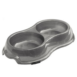 Produktbild von Nobby Kunststoff Doppelnapf transparent grau - 0,325 l