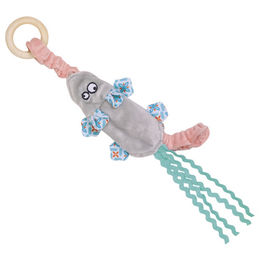 Produktbild von Nobby Plüsch Maus elastisch mit Holzring blau