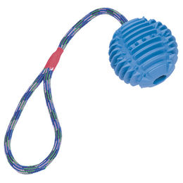 Produktbild von Nobby Vollgummi Ball mit Seil blau