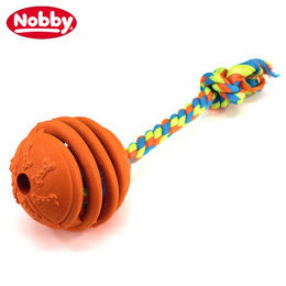 Produktbild von Nobby Vollgummi flexibler Ball mit Seil orange