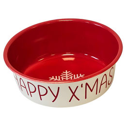 Nobby Xmas Edelstahlnapf Happy Xmas rot-beige, Fassungsvermögen: 450 ml – Bild 1 von 2