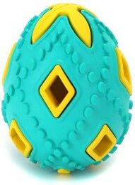 nobleza Gummi-Ei für Hunde – Robustes Kauspielzeug aus Naturkautschuk | 8 cm | In 3 Farben erhältlich (Blau, Rot, Gelb) blau/ gelb – Bild 1 von 2