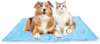 Produktbild von nobleza Hunde Kühlmatte Hellblau mit Wassertropfen