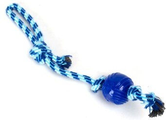 Produktbild von nobleza Hundespielzeug – Zerrseil mit Ball, robust & zahnfreundlich, in 3 Farben blau
