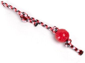 Produktbild von nobleza Hundespielzeug – Zerrseil mit Ball, robust & zahnfreundlich, in 3 Farben rot