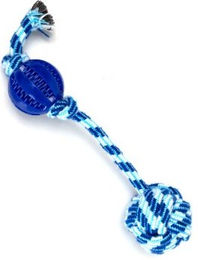 Produktbild von nobleza Hundespielzeug – Zerrseil mit Kauball, robust & zahnfreundlich, in 3 Farben blau