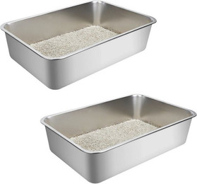 Produktbild von nobleza Katzentoilette Edelstahl Katzenklo 60x40x15cm Große Katzentoilette