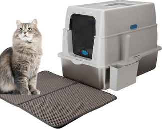 Produktbild von nobleza Katzentoilette Geschlossene Katzentoilette Edelstahl XXL mit Deckel