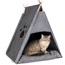 Produktbild von Nobleza Katzenzelt Grau aus Filz mit Soft-Kissen