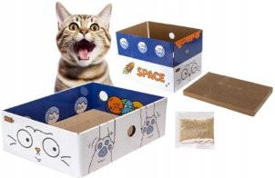 Produktbild von nobleza Klappbares Kratzbrett für Katzen – Langlebiges Kratzspielzeug aus Wellpappe mit Katzenminze | Umweltfreundlich & platzsparend