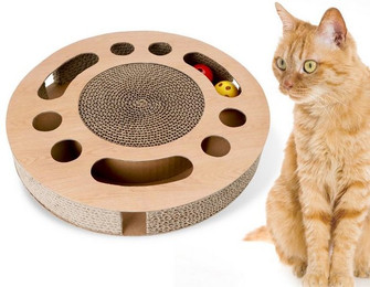 Produktbild von nobleza Kratzpappe Katzenspielzeug Interaktives mit 2 Klingelballs