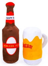 nobleza Plüsch Hundespielzeug – Bierflasche oder Bierglas mit Quietschfunktion | Weich, Lustig & Beißfest aus Polyester S – Bild 1 von 3