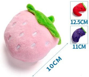 nobleza Plüschspielzeug für Hunde & Katzen – Weiches Kauspielzeug in 3 Motiven (Erdbeere, Chili, Aubergine) | Kuschelig & Bissfest aus Polyester rosa – Bild 1 von 2