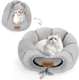 Produktbild von nobleza Tierbett 2-in-1 Katzenbett und Höhle, Geschlossen oder Offen Konvertierbar