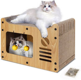 Produktbild von nobleza Tierhaus Hausform Kratzpappe für Katzen mit Spielball & Minze