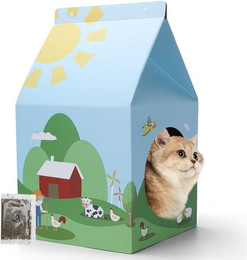 Produktbild von nobleza Tierhaus Katzenhaus Pappe mit Kratzbretter und Katzenminze