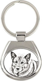 Produktbild von Norwegischer Elchhund, Norsk elghund, Grauer Norwegischer Elchhund - Schlüsselanhänger mit Hund, Schlüsselanhänger mit Aufdruck, personalisierter Anhänger der Marke Art-Dog silber