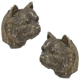 Norwich Terrier Hundestatue hängende Büste braun – Bild 1 von 9