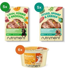 Produktbild von Nutriment Frischemenü Pferd & Lamm und Hundeeis Banane Kokos-Joghurt Mango - 10 x 400 g