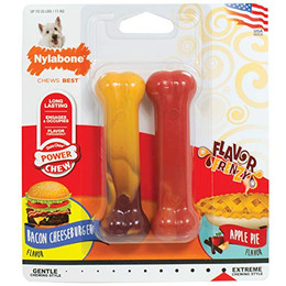Produktbild von Nylabone Extreme Chew Hundespielzeug 2er-Set Cheeseburger und Apfelgeschmack