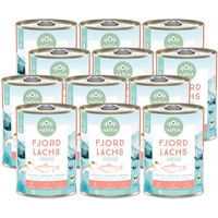 Produktbild von naftie Bio Fjord Lachs Stückchen in Sauce für Senior Katzen 4800g