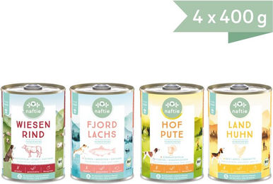 naftie Bio Fleischmenüs Testpaket für Senior Hunde 8 x 160g Dosen – Bild 1 von 2