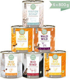 naftie Bio Reinfleisch Mischpaket Hund Dose mit Rind Pute Huhn Wild und Schaf getreidefrei glutenfrei monoprotein – Bild 1 von 2