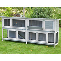 Produktbild von nanook Bommel XXL Doppel Kaninchenstall aus Holz wetterfest grau 230 x 50 x 101 cm