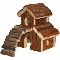Produktbild von nanook Doppelstöckiges Kleintierhaus aus Holz für Hamster und Meerschweinchen Natur Braun 22 x 25 x 21 cm