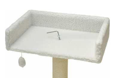 Produktbild von nanook Ersatz-Kratzbaumstamm Liegemulde mit Kissen aus weißem Teddyfell Plüsch 60 cm