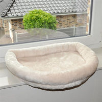 Produktbild von nanook Katzen Fensterbank Liege XXL Fensterliegekissen aus Plüsch in Beige 60 x 45 x 10 cm