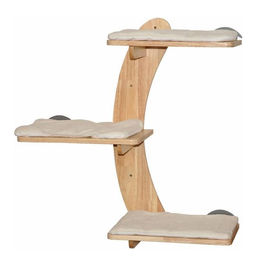 nanook Katzen Kletterwand Kratzbaum 3-stufig aus Holz mit Katzenliegen 70 x 70 cm Beige Natur – Bild 1 von 13