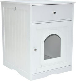 Produktbild von Nanook Katzenschrank XL aus Holz für Katzentoilette in Weiß 48x53x64 cm