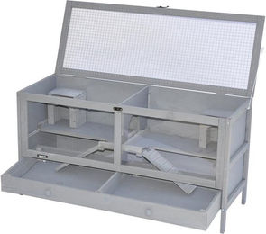 Nanook Kleintierkäfig aus Holz für Hamster und Mäuse Grau 92 x 38 x 48 cm – Bild 1 von 11