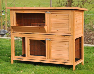 Nanook Kleintierstall Bommel doppelstöckiger Kaninchenstall und Meerschweinchenkäfig aus Holz in Natur Braun 122 x 50 x 101 cm – Bild 1 von 13