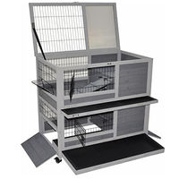 Produktbild von Nanook Kleintierstall für Meerschweinchen, Hamster und Kaninchen aus Holz in Grau mit zwei Schubladen und Rollfüßen 90x53x95 cm