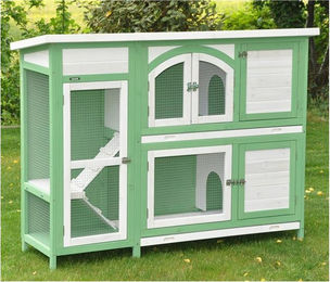 Produktbild von Nanook Kleintierstall Jumbo für Kaninchen grün-weiss 145 x 108 x 48 cm