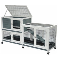 Produktbild von Nanook Kleintierstall Leo Indoor für Kaninchen und Meerschweinchen aus Holz 146 x 89 cm grau-weiß