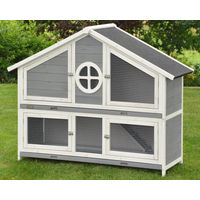Produktbild von Nanook Kleintierstall Momo XL für Kaninchen Meerschweinchen und Ratten aus Holz grau weiß 144 x 57 x 110 cm