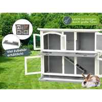 Produktbild von nanook Kleintierstall XL Silas Klappbarer Kaninchenstall und Meerschweinchenstall aus Holz mit einfacher Klick-Montage Grau Weiß 120 x 50 x 104 cm