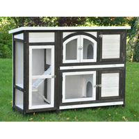 Produktbild von Nanook Kleintierstall XXL Kaninchenstall aus Holz braun weiß 145 x 48 x 109 cm