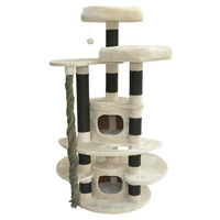 Produktbild von nanook Kratzbaum für Katzen beige mit schwarzen Sisal-Kratzstämmen XL Liegeplatz und zwei Katzenhöhlen 146 x 83 x 60 cm