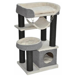 nanook Kratzbaum für Katzen mit Sisal-Kratzstämmen in Grau Beige Schwarz 48x40x90 cm – Bild 1 von 13