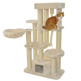 nanook Kratzbaum Memphis XXL für große Katzen aus Plüsch und Sisal in Beige 158 x 85 x 49 cm – Bild 1 von 13