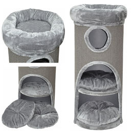 Nanook Kratztonne für Katzen in Grau mit Sisal und Katzenhöhle 100 x 40 cm – Bild 1 von 13