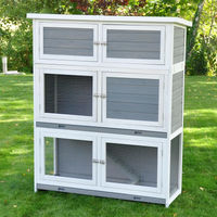 Produktbild von Nanook Premium Schnuffi XXL 3-stöckiger Kaninchenstall für draußen aus Holz grau weiß 141 x 122 cm
