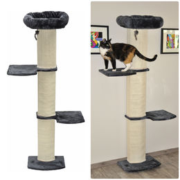 Nanook Stella Wandkratzbaum für Katzen grau 186 cm mit Sisal und Katzenbett – Bild 1 von 13