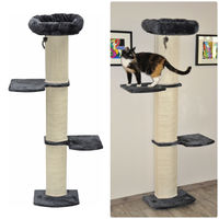 Produktbild von Nanook Stella Wandkratzbaum für Katzen grau 186 cm mit Sisal und Katzenbett
