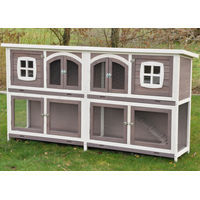 Produktbild von Nanook XXL Doppel Kaninchenstall Murmel aus Holz in Taupe Weiss 211x52x107 cm