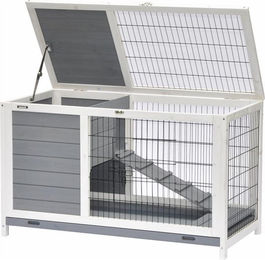 Nanook XXL Kleintierstall für Hamster und Meerschweinchen aus Holz in Grau Weiß 100x50x62 cm – Bild 1 von 13